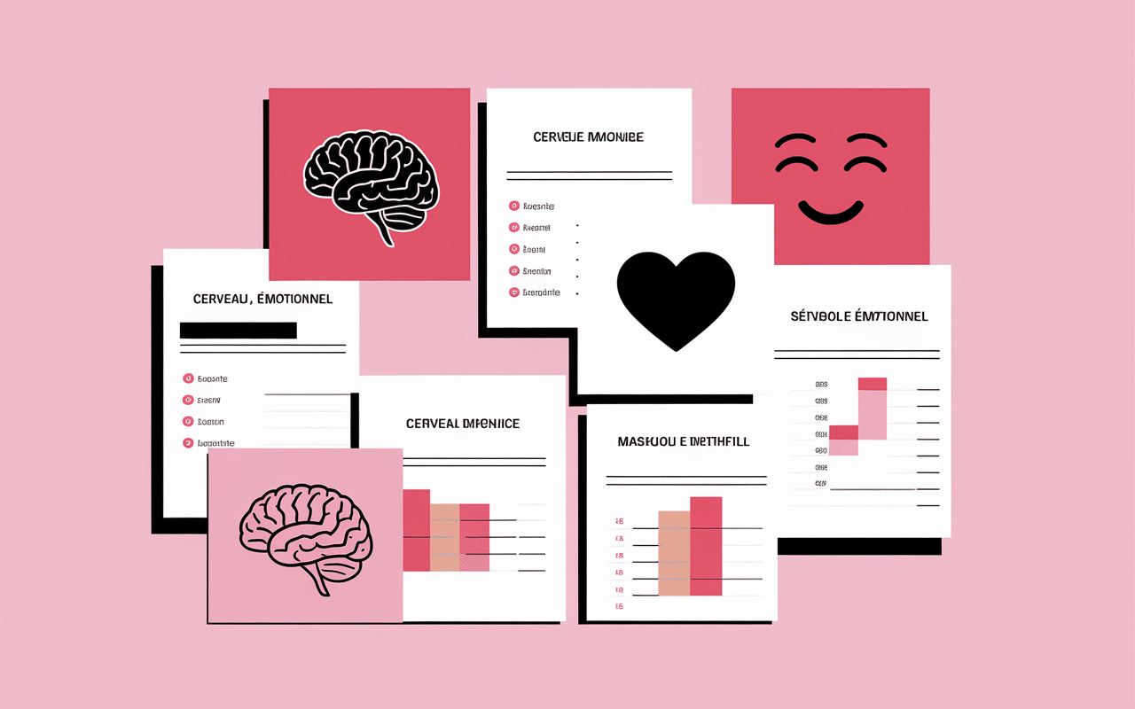 Questionnaires psychologiques empilés avec symboles émotionnels
