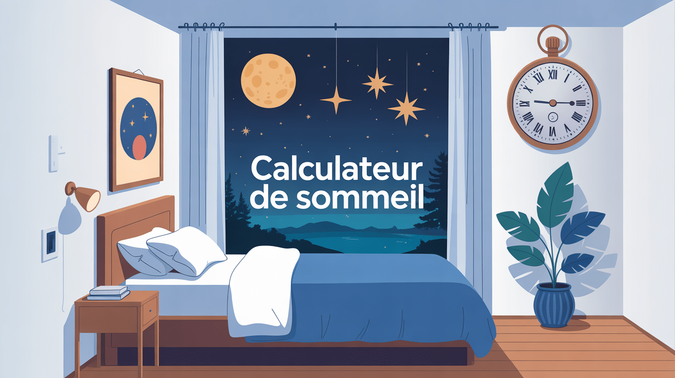 Chambre calme avec lit et horloge pour calculateur de sommeil