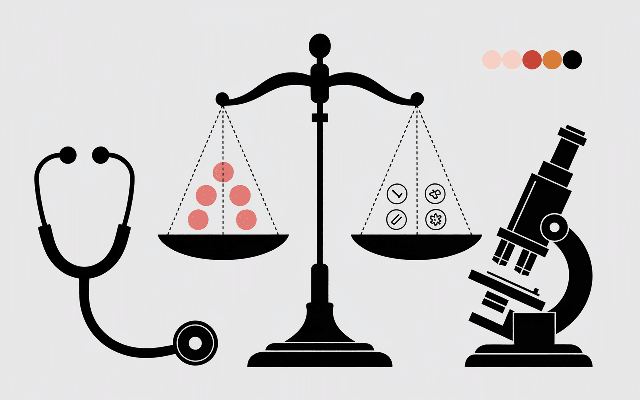 Illustration médicale balance gélules et limitations