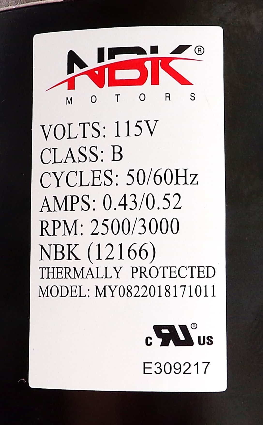 NBK-12166 BLOWER MOTOR, DRAFT INDUCER 115V 1TDV1 - Image 3