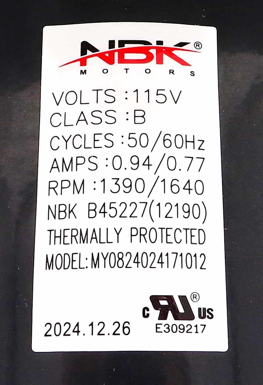 NBK-12190 BLOWER MOTOR, Centrifugal 115V 50/60HZ - Image 3