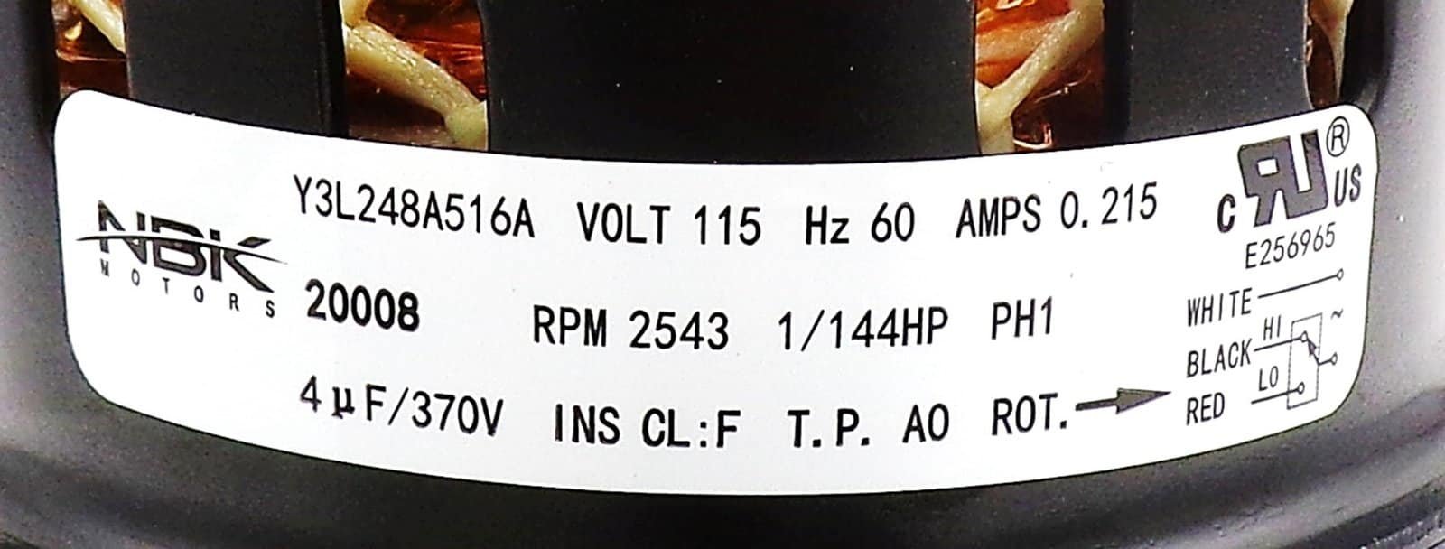 NBK-20008 MOTOR 115V/60HZ, 3000 RPM 1/33 HP - Image 3