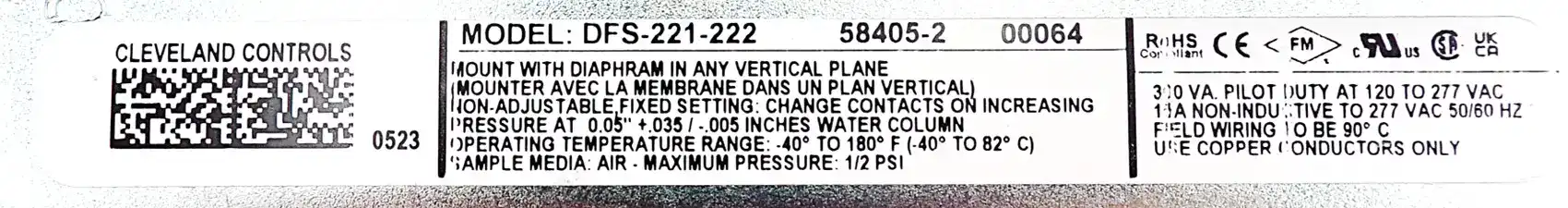 NBK-20261 VACUUM SWITCH - LOW PRESSURE - Image 4