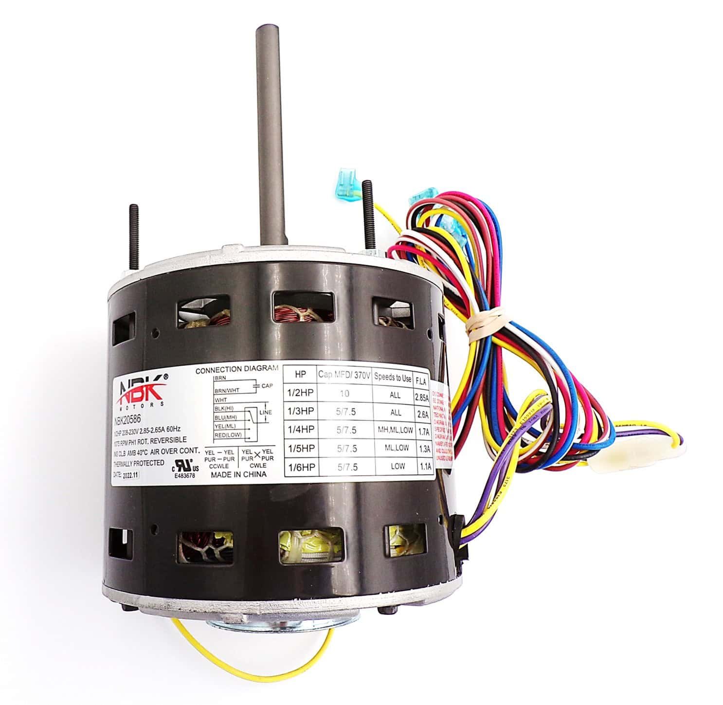 NBK-20586 BLOWER MOTOR 208-230V, 1075 RPM, 1/6-1/2 HP