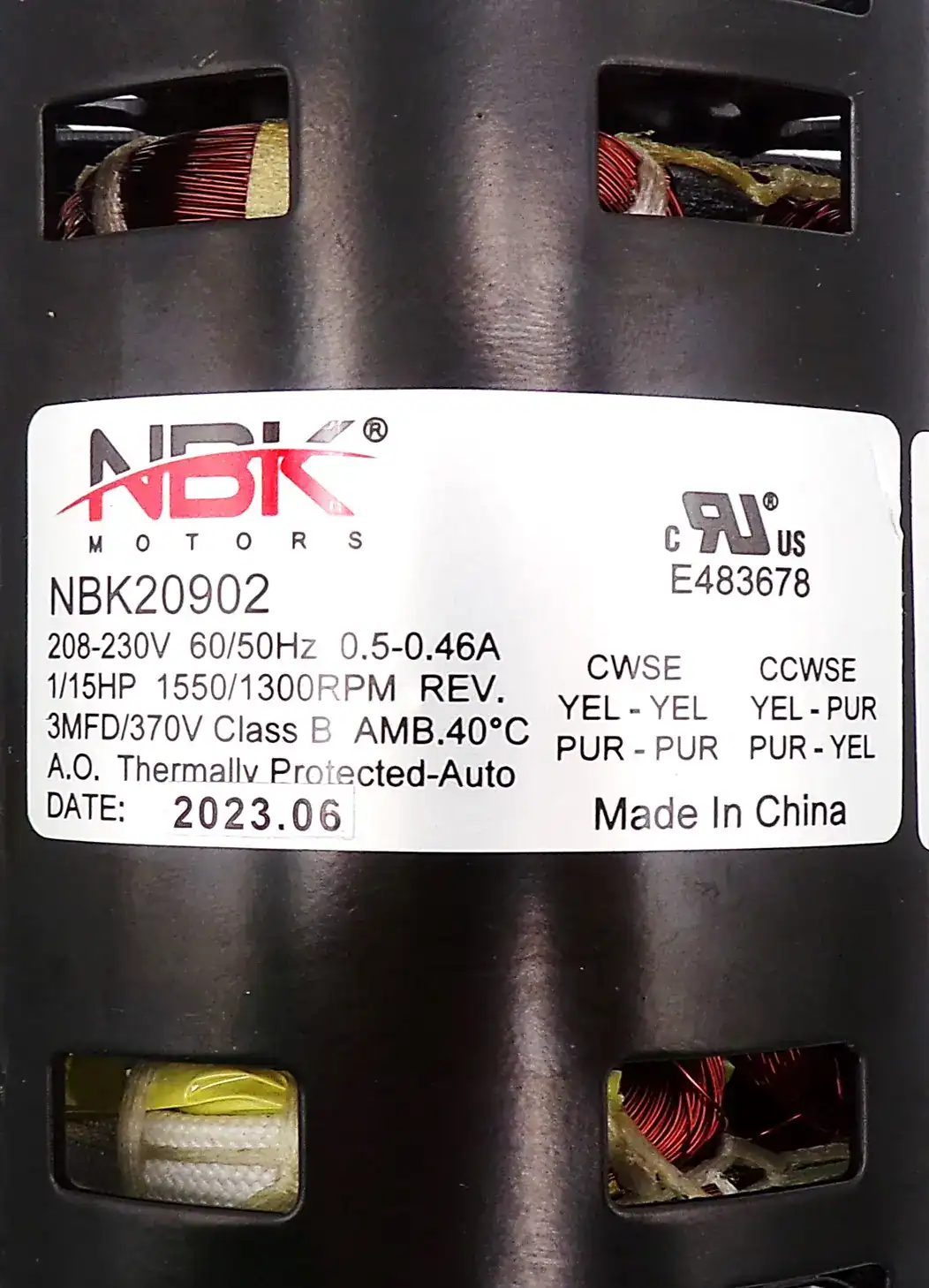 NBK-20902 FAN MOTOR 208/230V 50/60HZ - Image 2