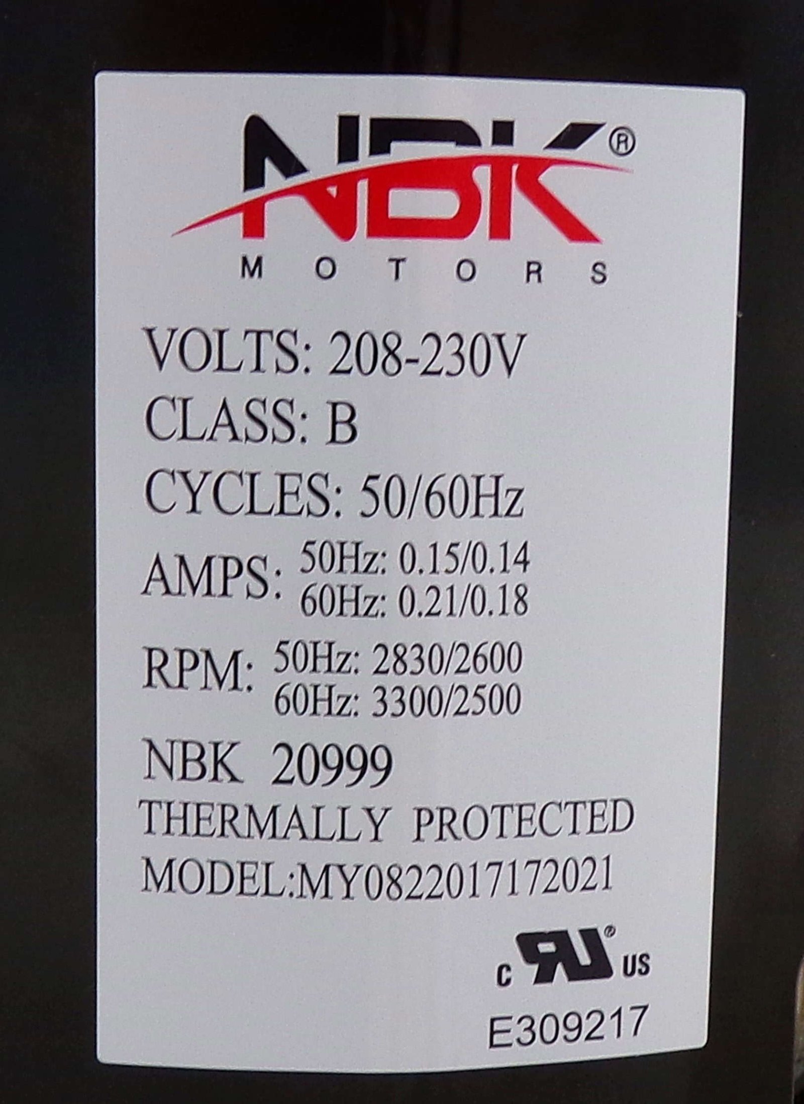 NBK-20999 INDUCER ASSEMBLY 208-230V, 50/60HZ 1/15 HP - Image 3