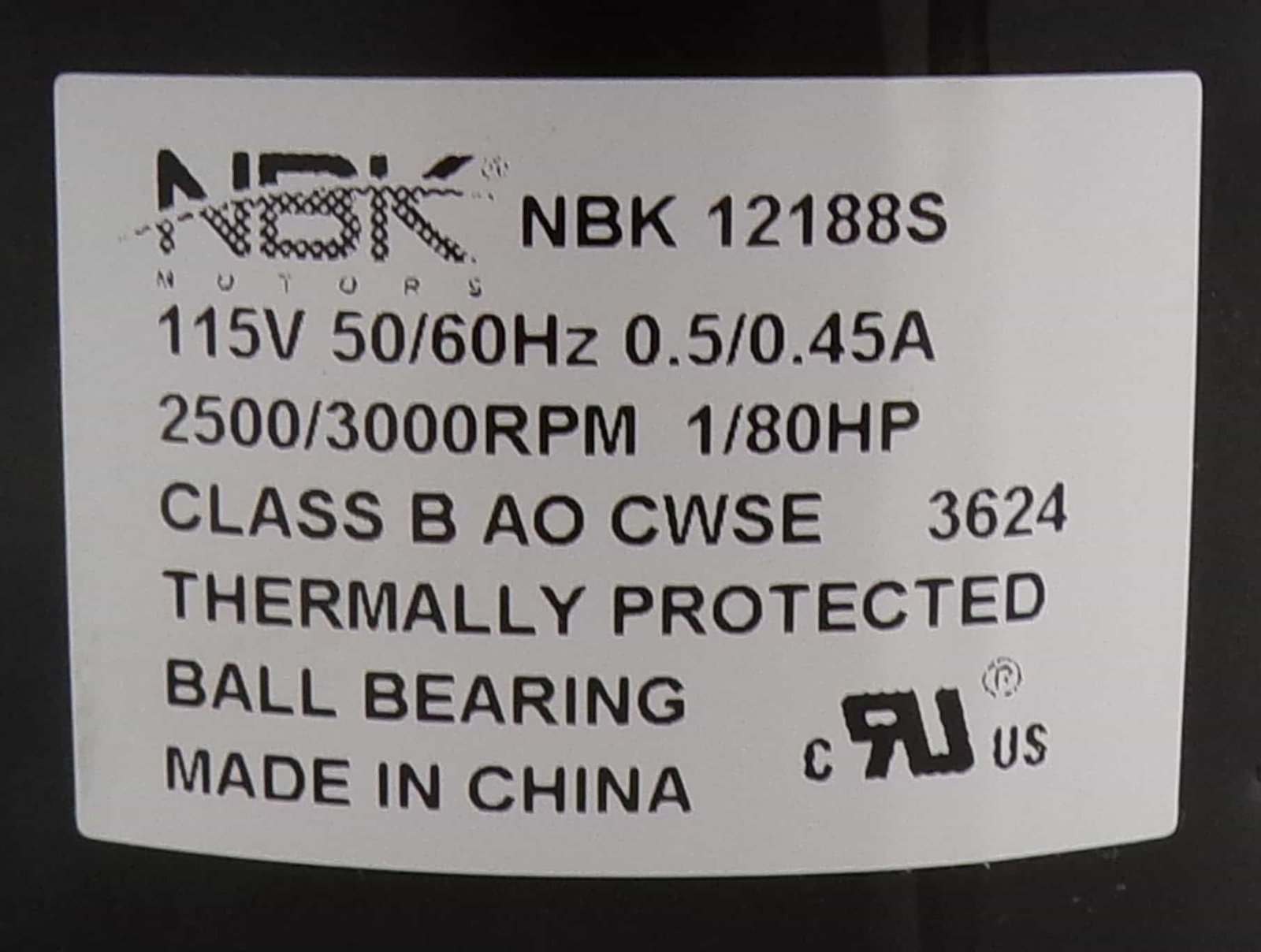 NBK-12188S BLOWER MOTOR S-POLE 115V 60 HZ, RPM 3000 - Image 3