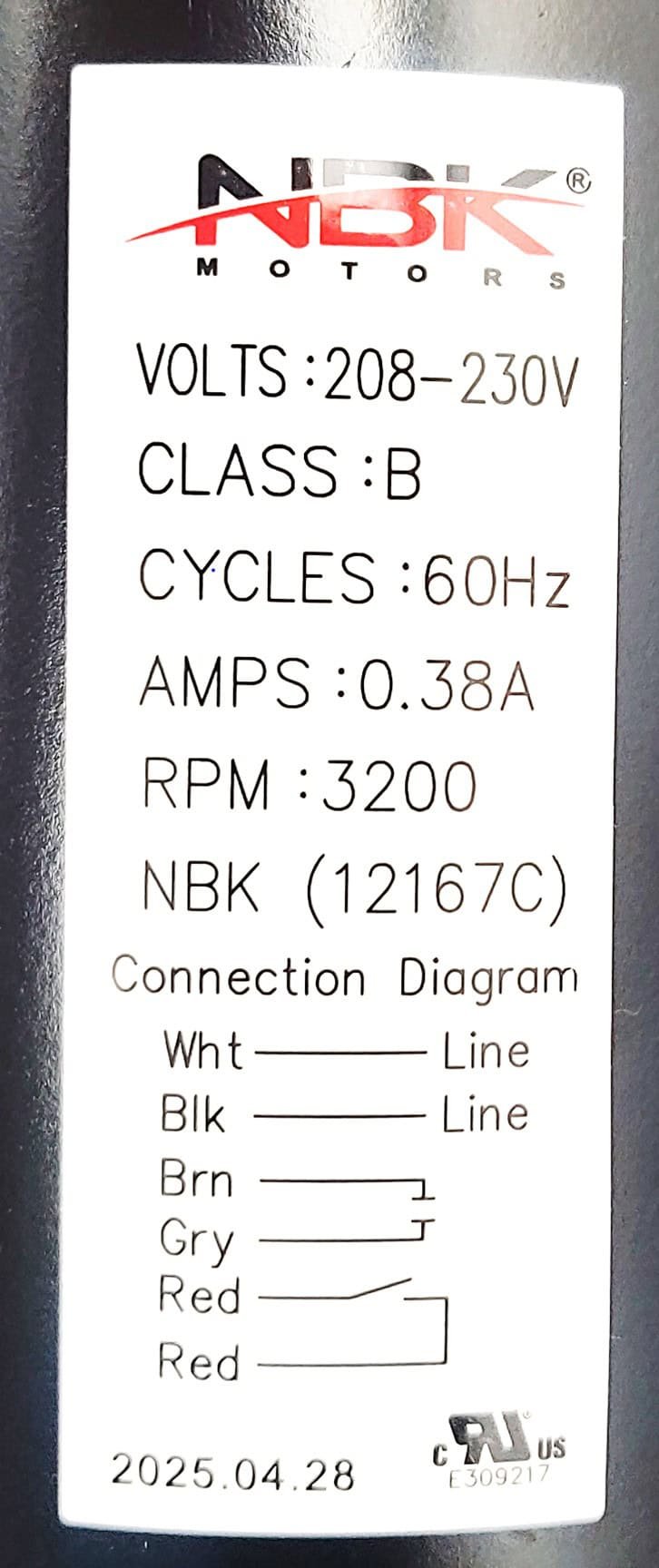 NBK-12167C INDUCER MOTOR 208-230V - Image 3