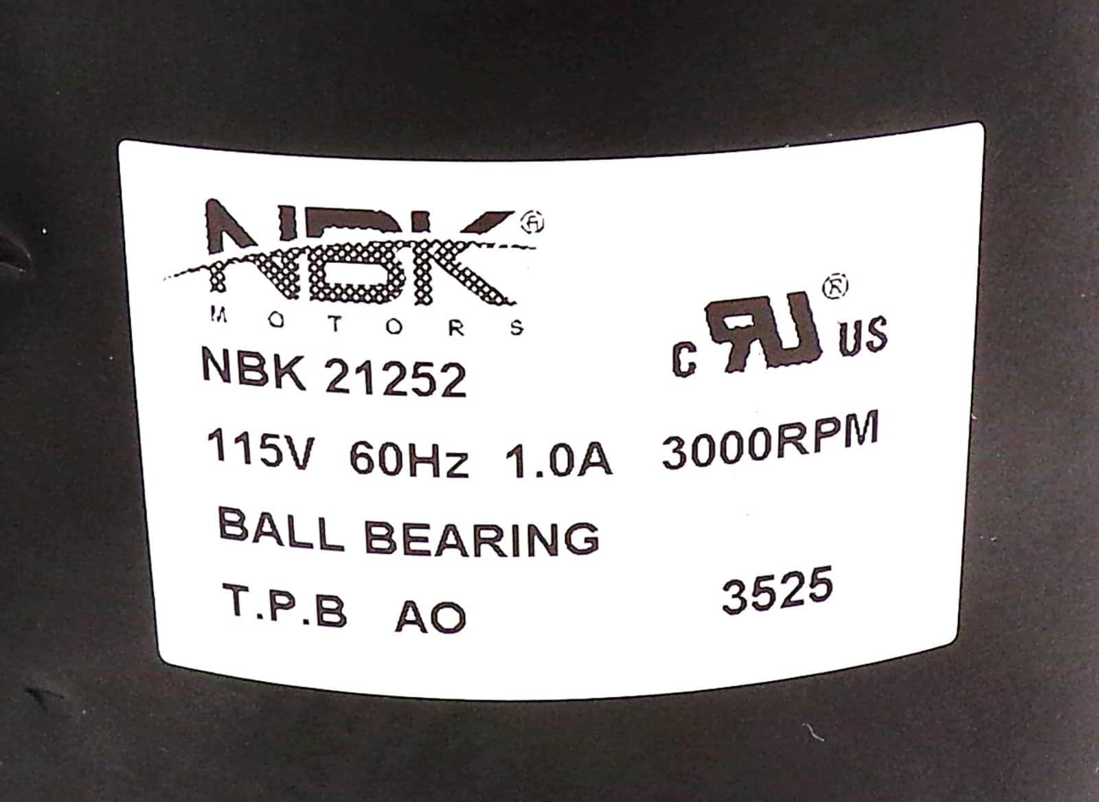 NBK-21252 FAN MOTOR 115V/60HZ - Image 3