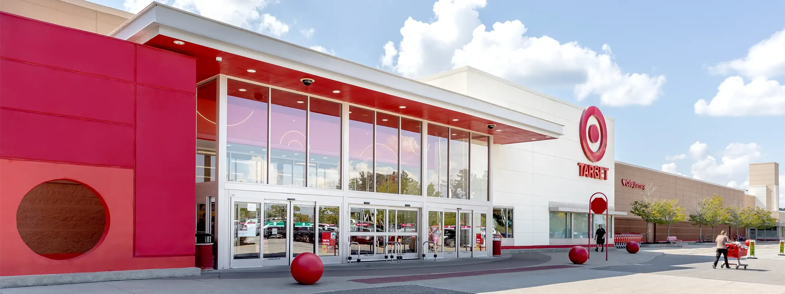 Target store exterior with red and white facade and large glass windows.