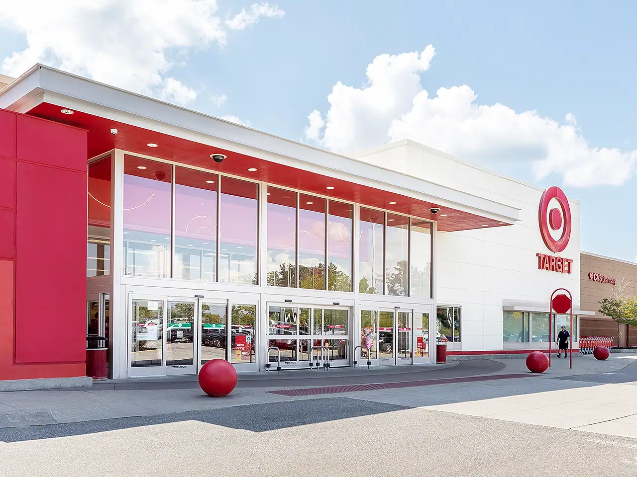 Target store exterior with red and white branding and large glass windows.