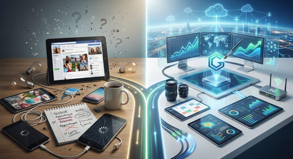 High-tech digital workspace.