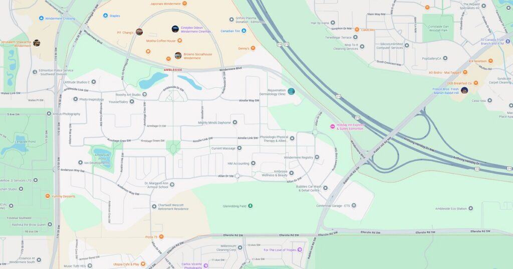 Map of the city with streets, parks, and transportation routes for navigation and urban planning.