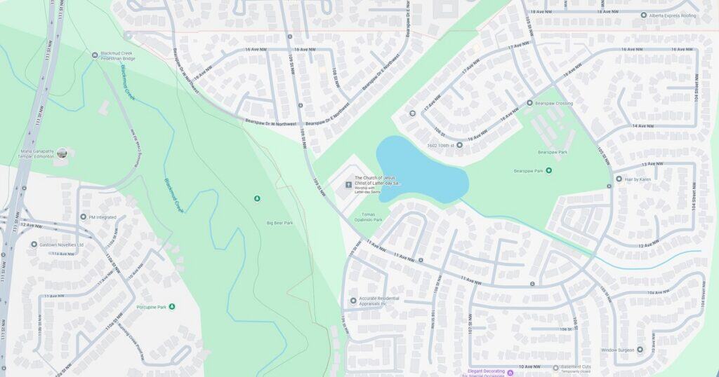 A detailed map showing Green Park, surrounding residential neighborhoods, and a central lake in an urban setting.