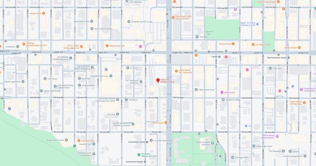 Detailed city street map highlighting key roads, parks, and points of interest in the downtown area. Ideal for navigation, urban planning, and local exploration.