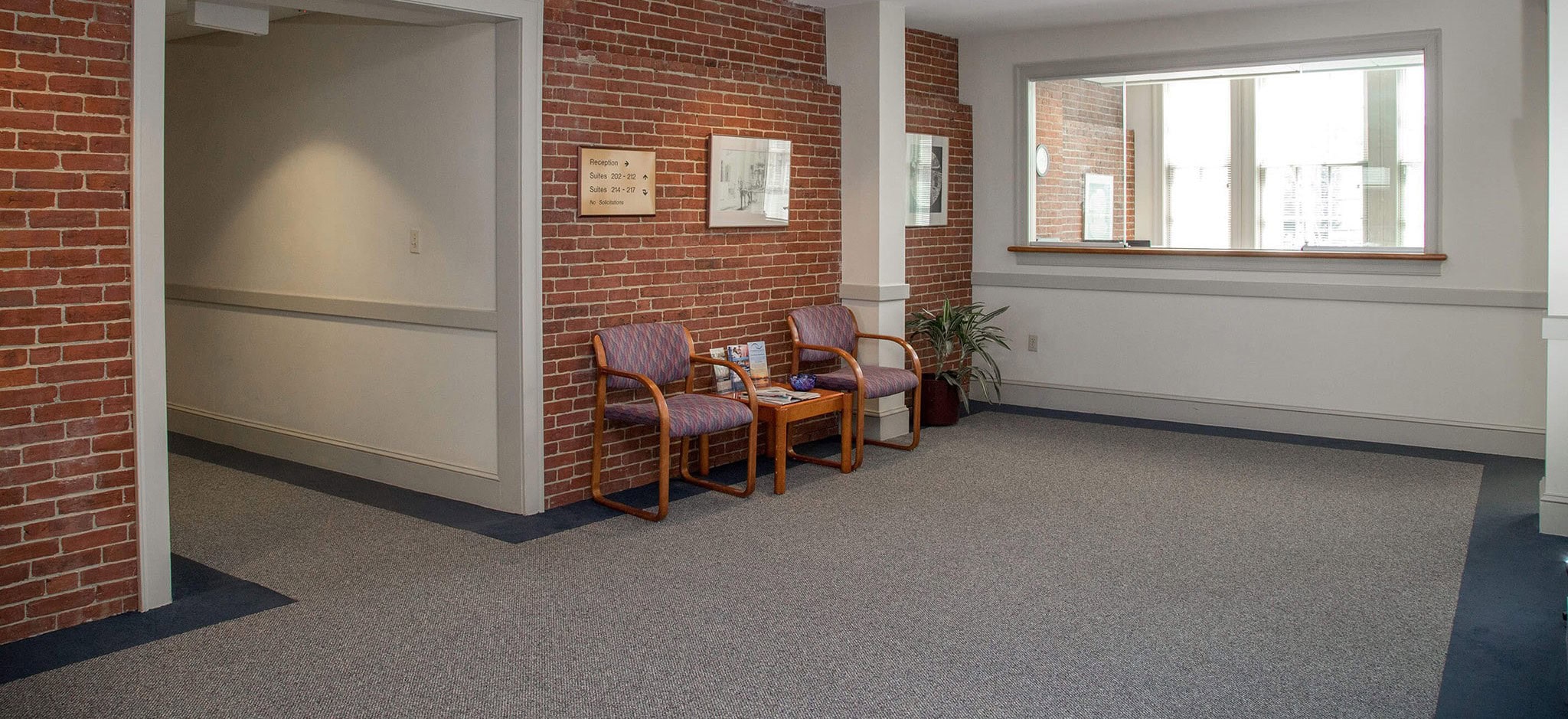 Waiting room inside building at Newburyport, MA