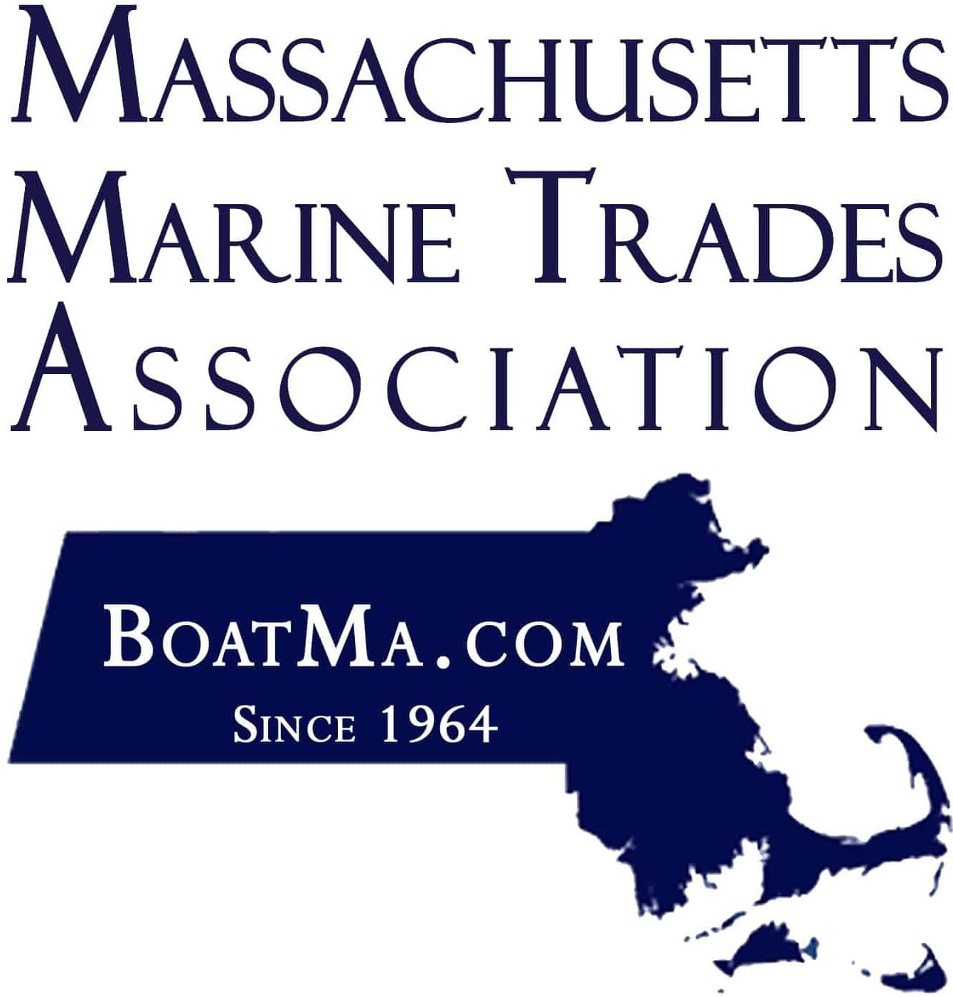 Massachusetts Marine Trades Association logo with boat and state map.