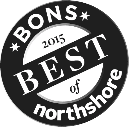 Bon's Best of Northshore 2015 badge in black and white.