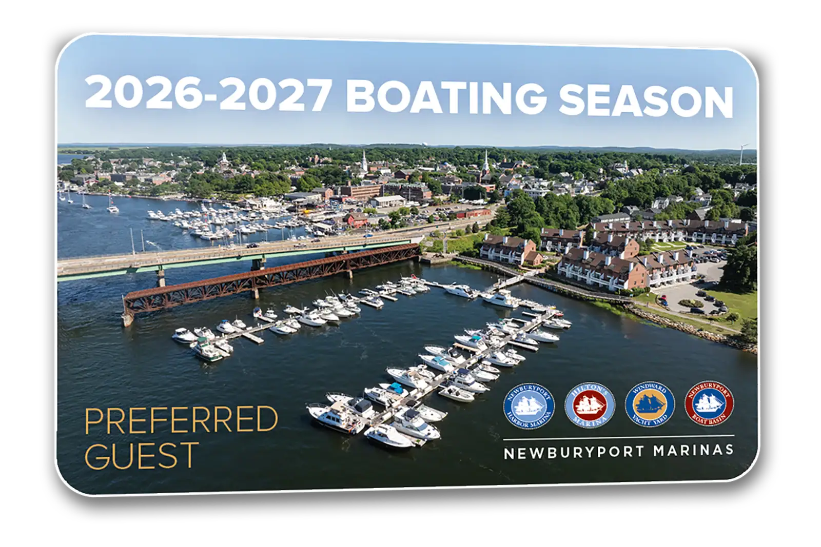 Aerial view of Newburyport Marinas with boats and waterfront for 2026-2027 boating season.