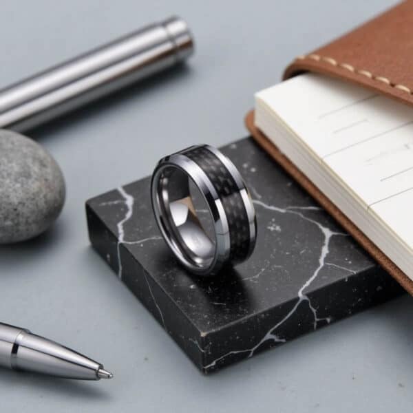 Stunning guys ring in silver and black