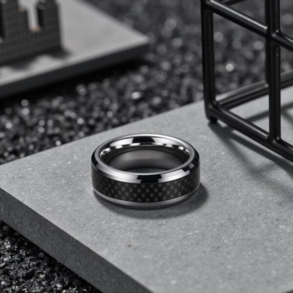 Tungsten and Carbon Fibre Ring for Men