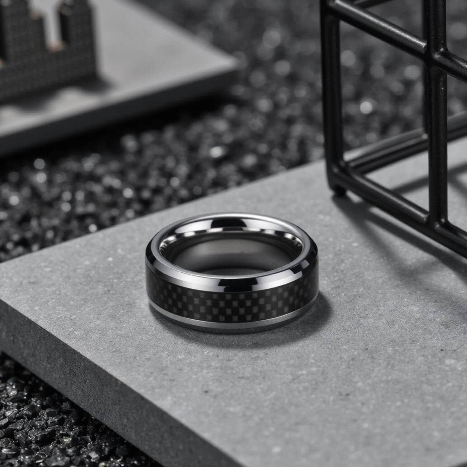Tungsten and Carbon Fibre Ring for Men