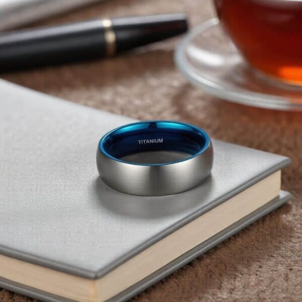 mens eternity ring made with titanium and featuring a brushed finish