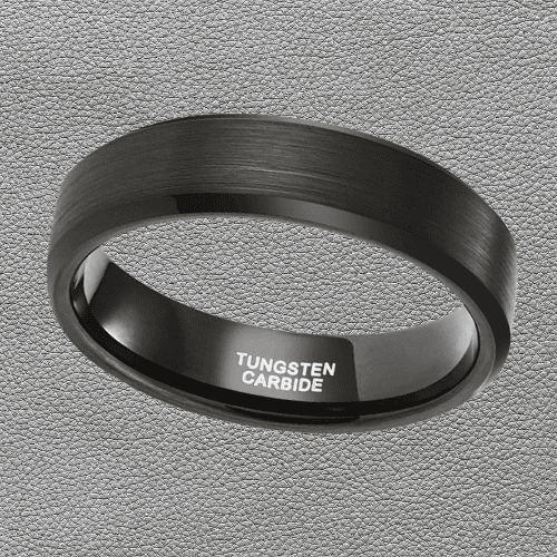 black tungsten mens ring comfort fit