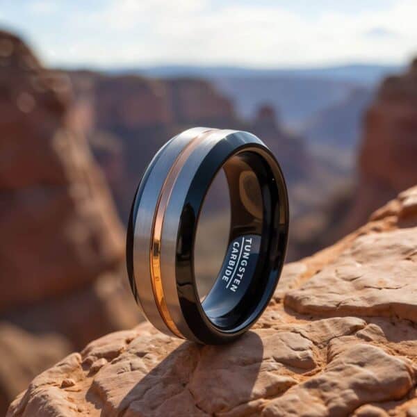 Silver, Gold and Black Men's Ring