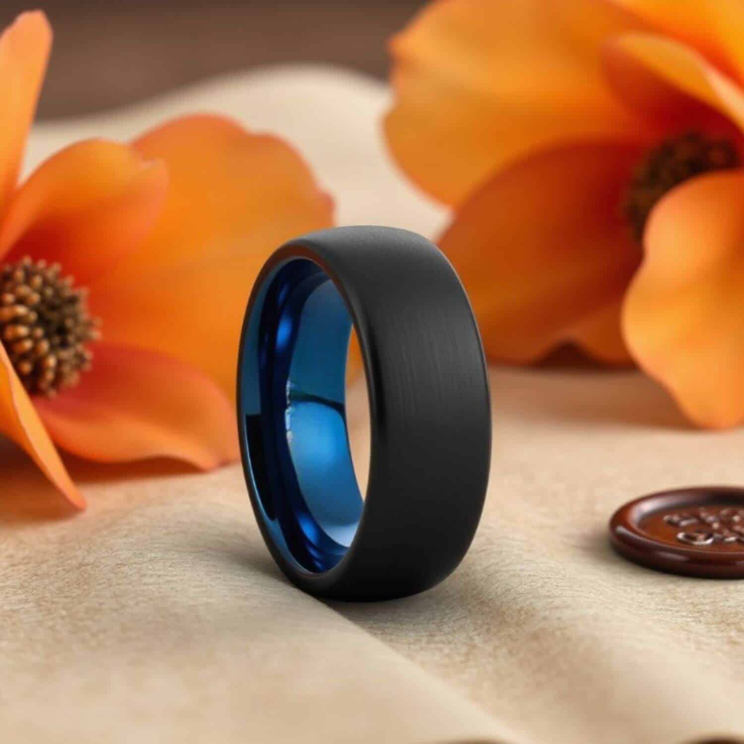 Gents black ring made with tungsten