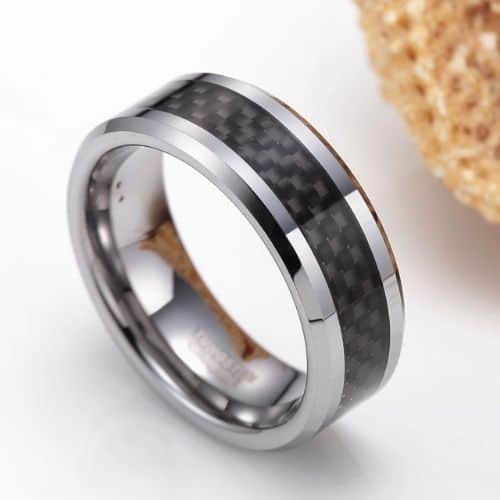 Men's Tungsten Ring with Carbon Fibre Inlay