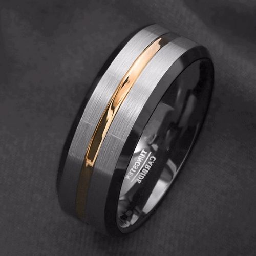 Black, Silver, and Gold Ring for Men modern traditional style design comfort fit