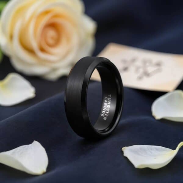 Mens Black Wedding Band - Tungsten