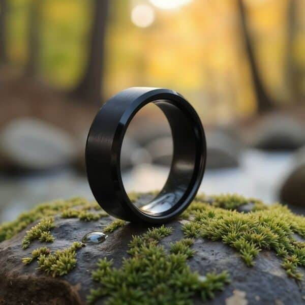Mens Black Tungsten Ring