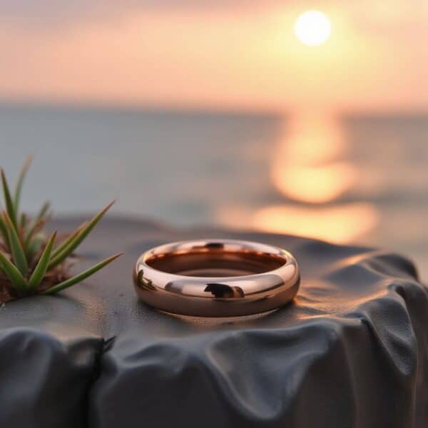 Rose Gold Tungsten Ring for Men. Domed shape band.