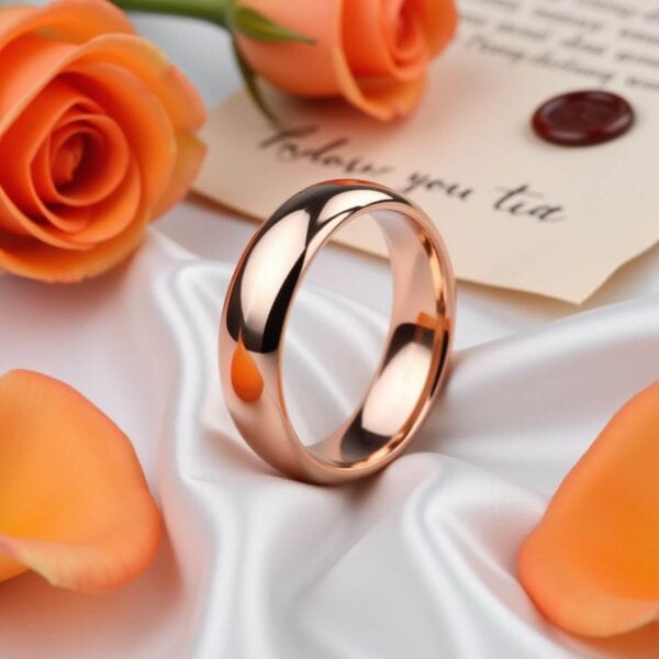 Rose Gold Men's Ring for Weddings or Anniversaries. Tungsten.