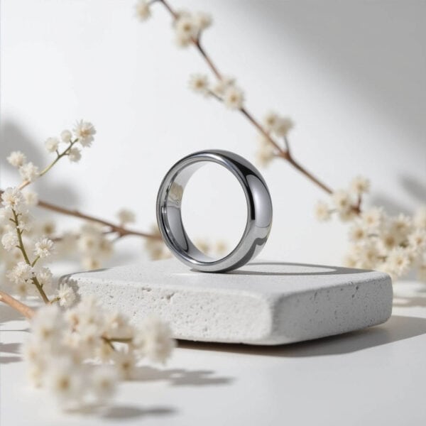 Man's Silver Wedding Ring made with Tungsten