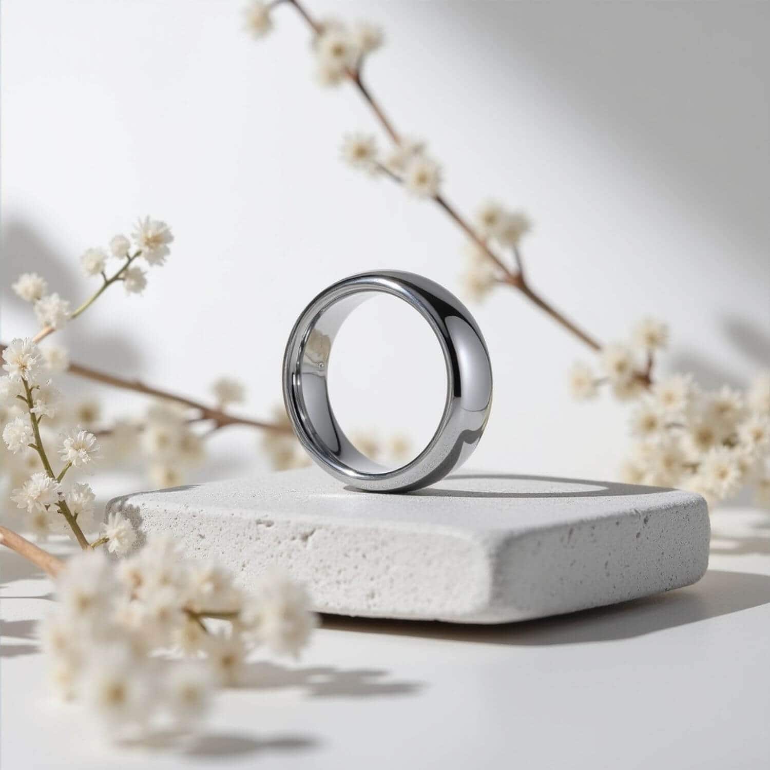 Man's Silver Wedding Ring made with Tungsten