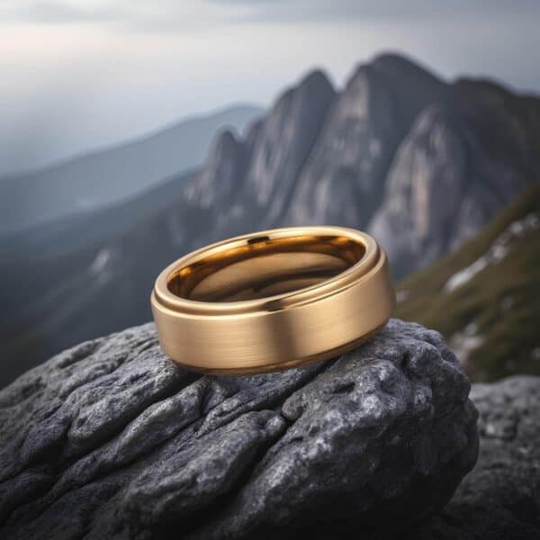 Brushed Gold Tungsten Ring for Men