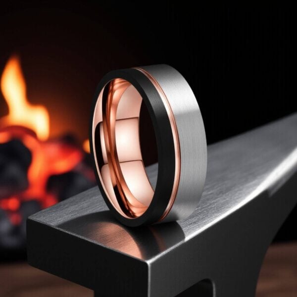 Wedding Ring for Him - Dual Colour Mens Band in Silver, Gold, and Black