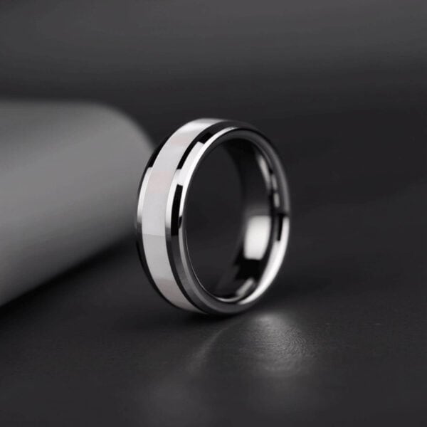 Mans Tungsten Ring with Pearl Inlay