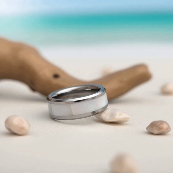 Gents Tungsten and Pearl Wedding Ring