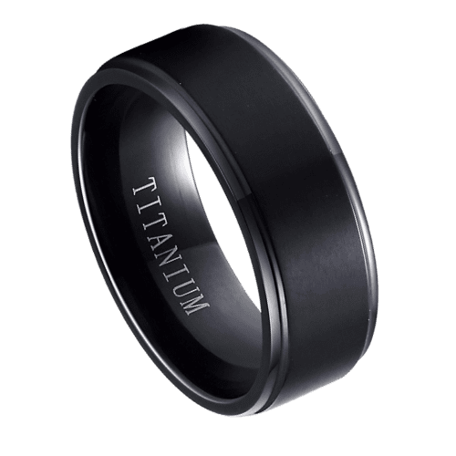 mens black ring for wedding engagement anniversary titanium 6mm 8mm in all sizes