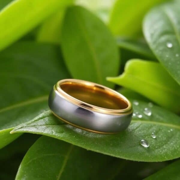 A fashion statement ring for men that will elevate your style. This silver and gold ring is made with tungsten so it super strong and durable.