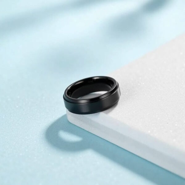 Black tungsten ring for him. Perfect as a mans eternity band or as a gents wedding ring.