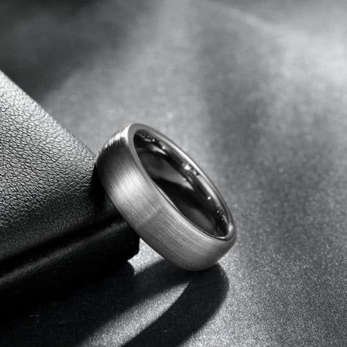 Brushed Silver Tungsten Ring for Men 6mm 8mm