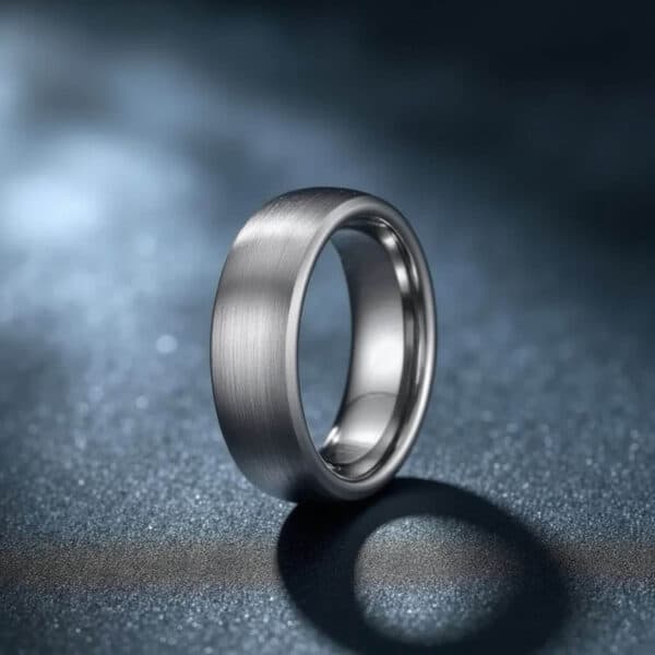 Mens Brushed Silver Tungsten Ring