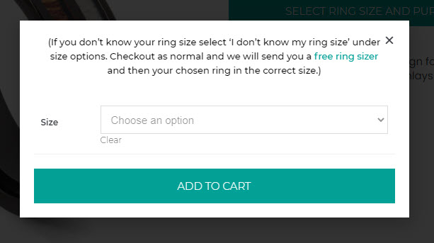 Order screen showing choose an option