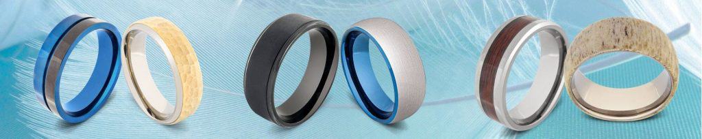 Display of 6 titanium rings