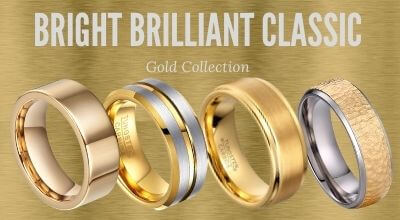 Gold mens tungsten rings and titanium
